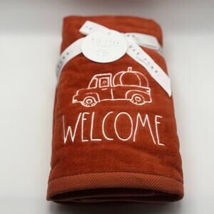 New Rae Dunn WELCOME Farm Truck & Pumpkin Hand Towels Set of 2